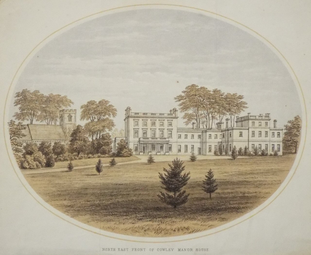 Lithograph - North East Front of Cowley Manor House
